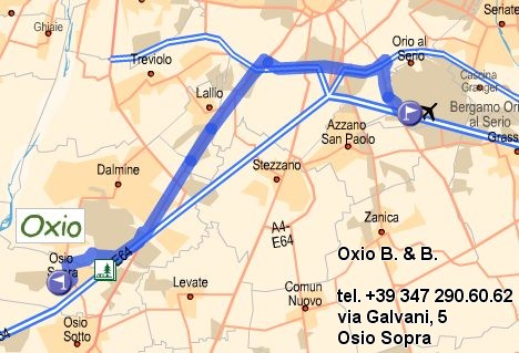 map from Milan Orio al Serio (Bergamo) international airport