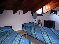 la chambre Betulla: une chambre double avec 2 lits et TV, salle-de-bain avec douche